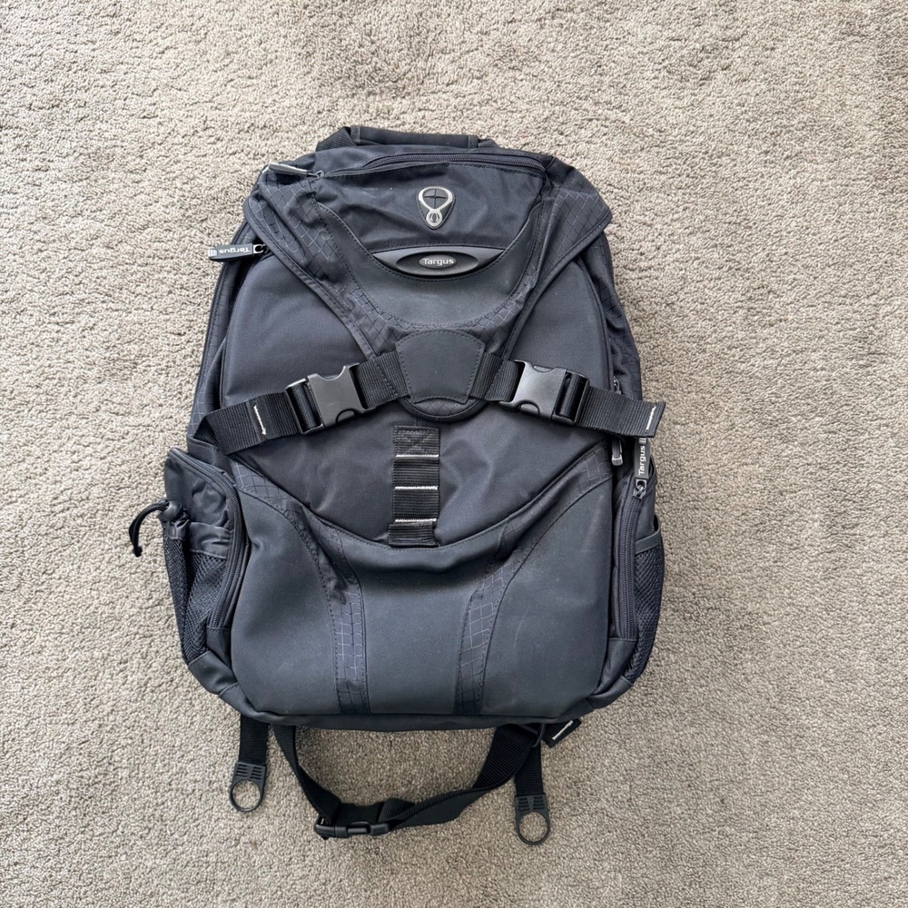 Targus Black Laptop Backpack Padded Travel Bag Multi Compartment Work School